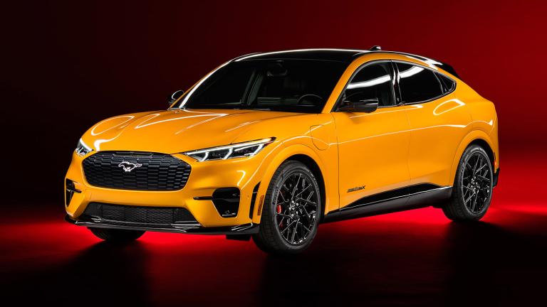 2023 Mustang Mach-E GT Premium front left in orange
